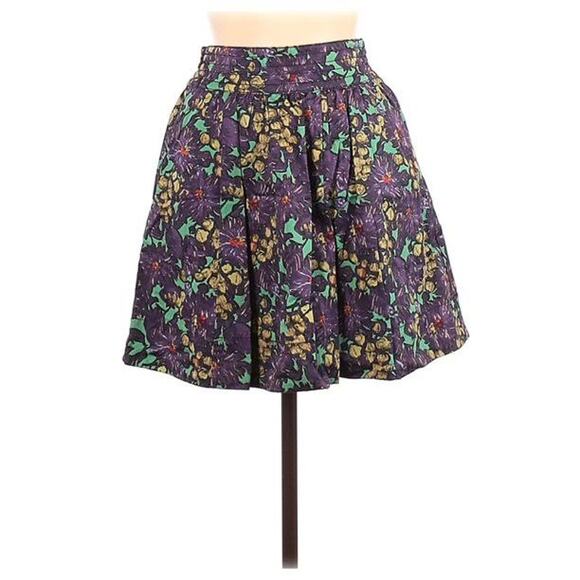 J. Crew Elsie Skirt Purple Nightfall Floral 4 S Green Yellow Small - Picture 2 of 9